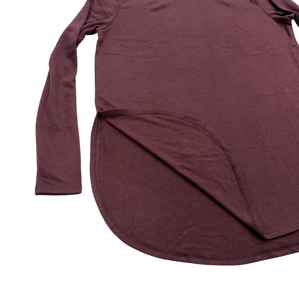 Mono B Womens Burgundy Long Sleeve Activewear Top Curved Hem Style Small - Picture 5 of 8
